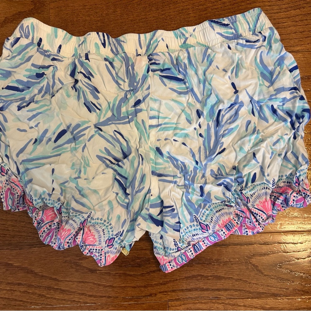 Lilly Pulitzer Blue and Green Leaf Print Shorts